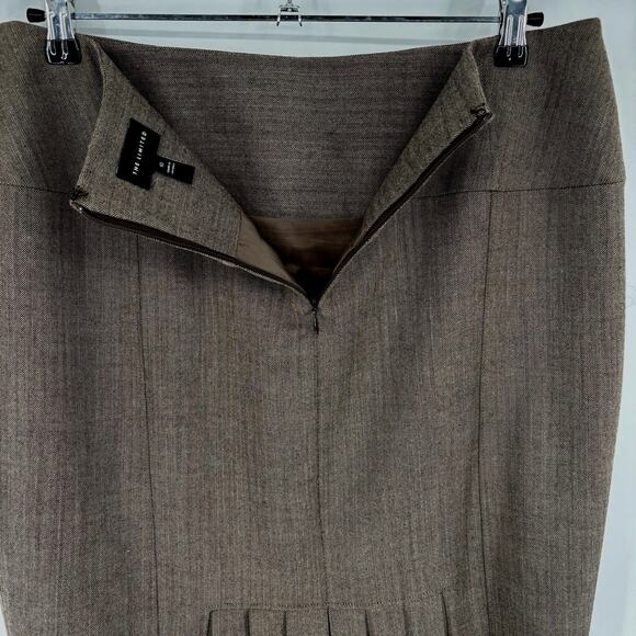 Vintage The Limited Brown Tweed Wool Blnd Pencil Skirt Size 10 Drawstring Pleats - Picture 6 of 9